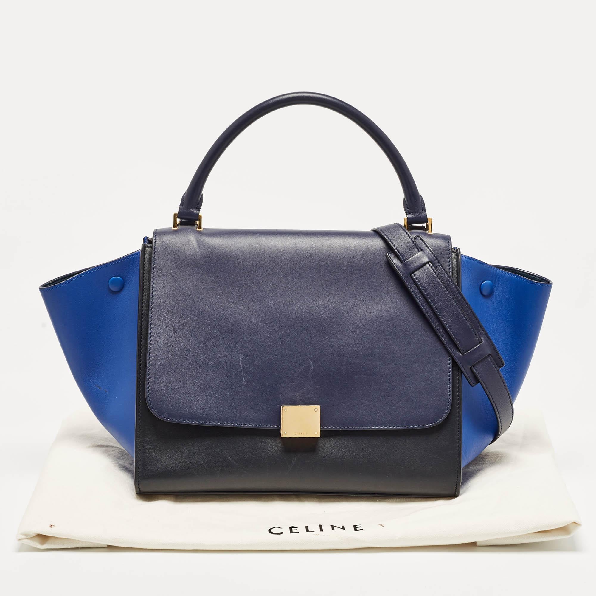 Celine Tri Color Leather Medium Trapeze Bag For Sale 11