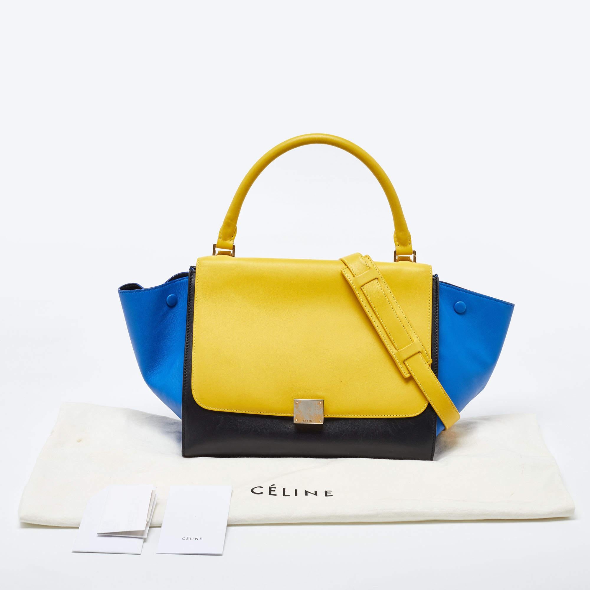 Celine Tri Color Leather Medium Trapeze Bag For Sale 15
