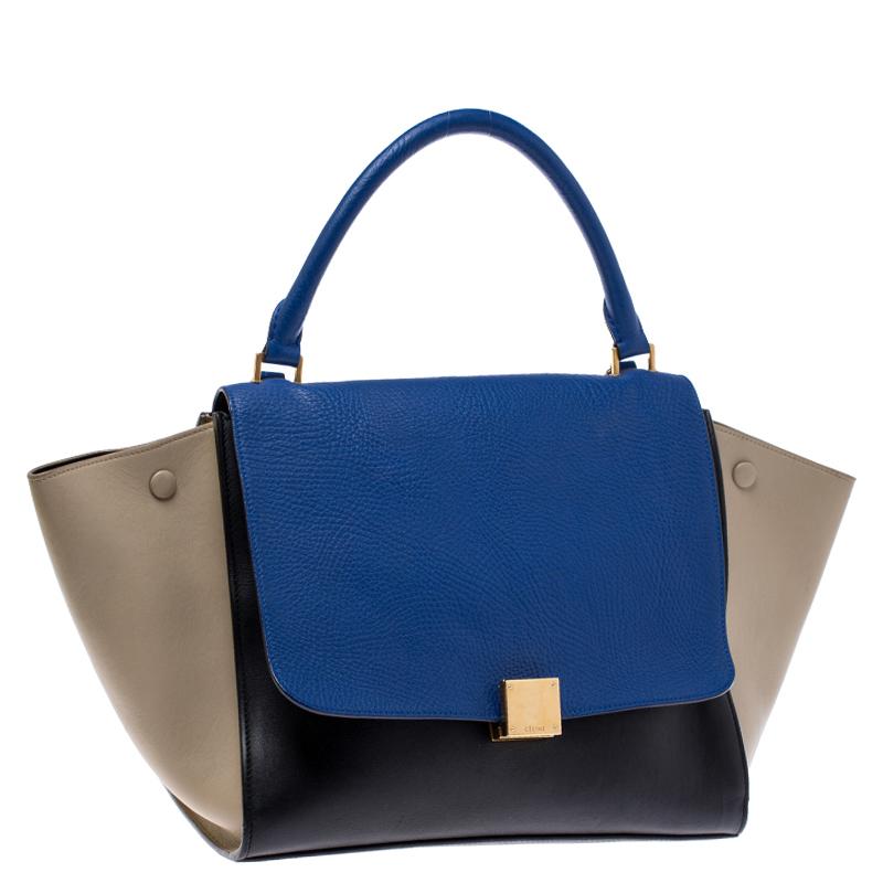 Celine Tri Color Leather Medium Trapeze Bag In Good Condition In Dubai, Al Qouz 2