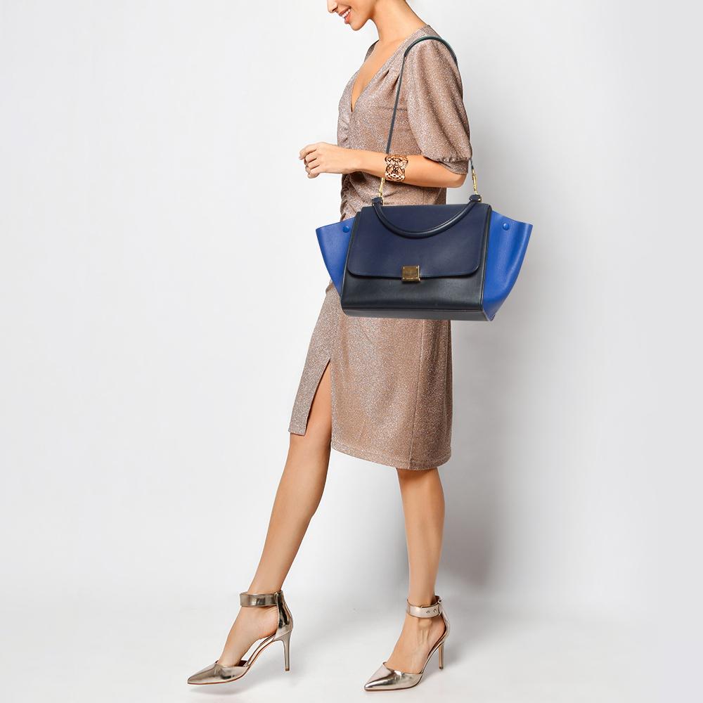 Celine Tri Color Leather Medium Trapeze Bag For Sale 3