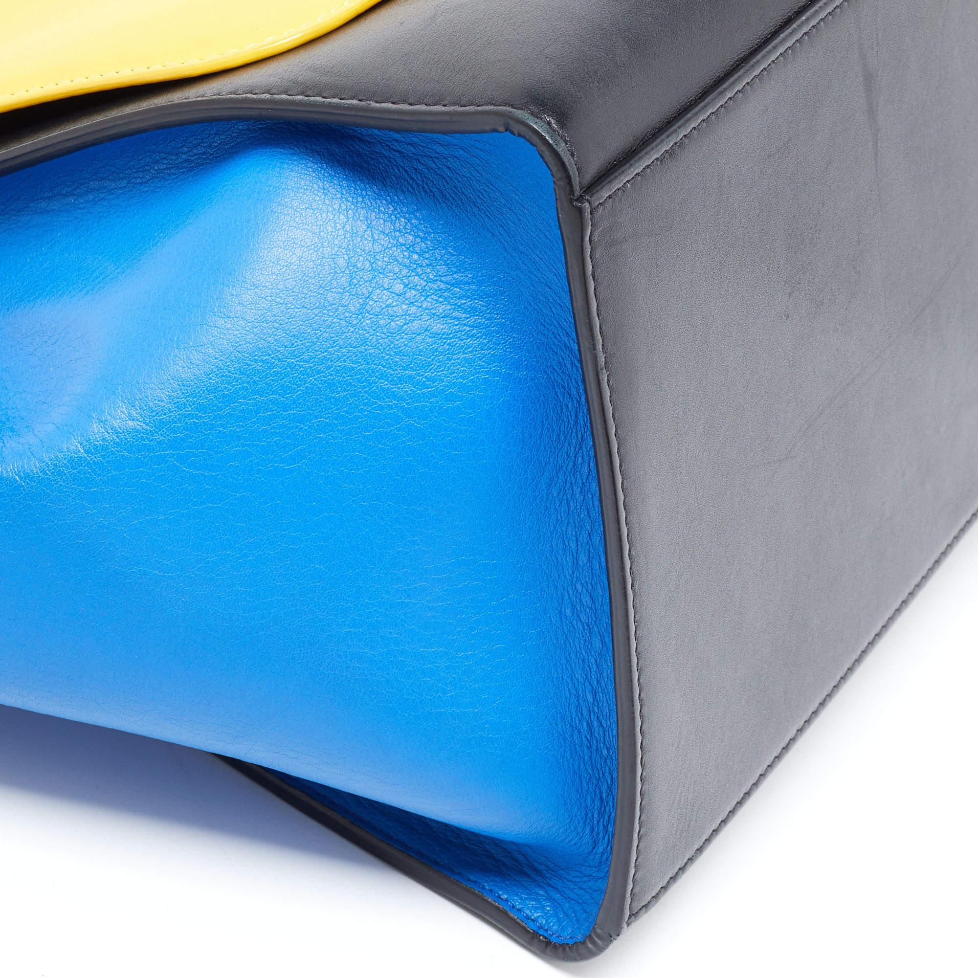 Celine Tri Color Leather Medium Trapeze Bag For Sale 2