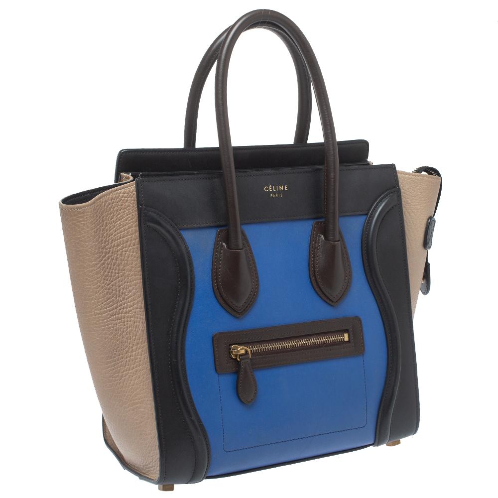 Celine Tri Color Leather Micro Luggage Tote In Good Condition In Dubai, Al Qouz 2