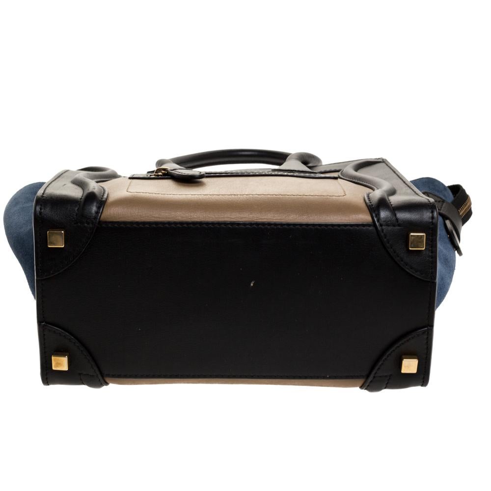 Women's Celine Tri Color Leather Micro Luggage Tote