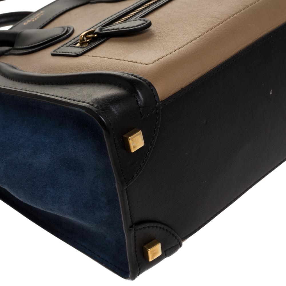 Celine Tri Color Leather Micro Luggage Tote 4
