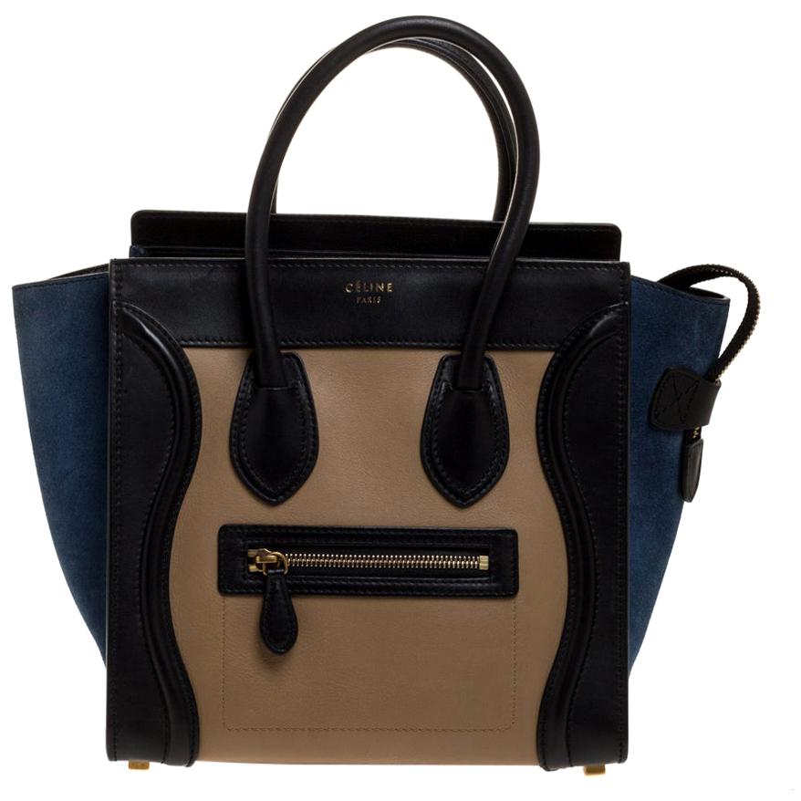 Celine Tri Color Leather Micro Luggage Tote