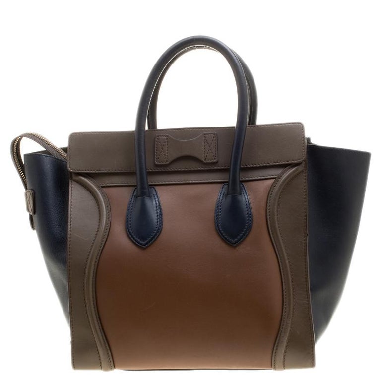 Celine Tri Color Leather Mini Luggage Tote For Sale at 1stdibs
