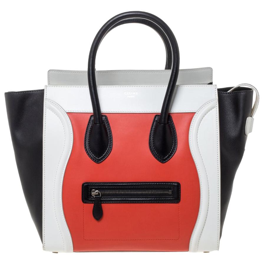 Celine Tri Color Leather Mini Luggage Tote