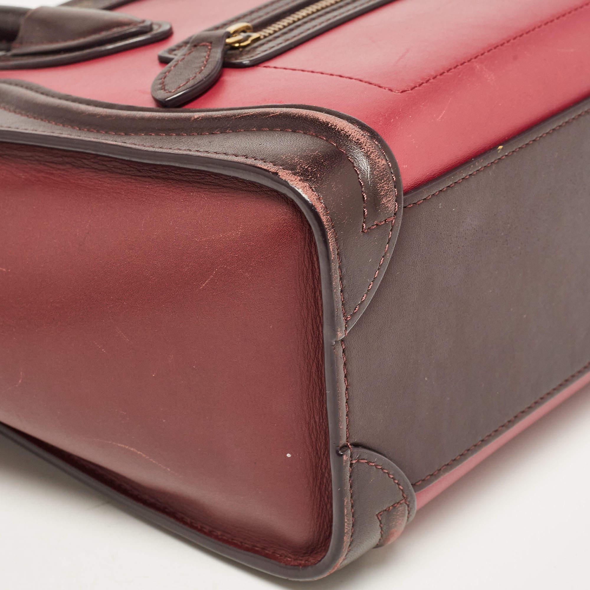 Celine Tri Color Leather Nano Luggage Tote en vente 6