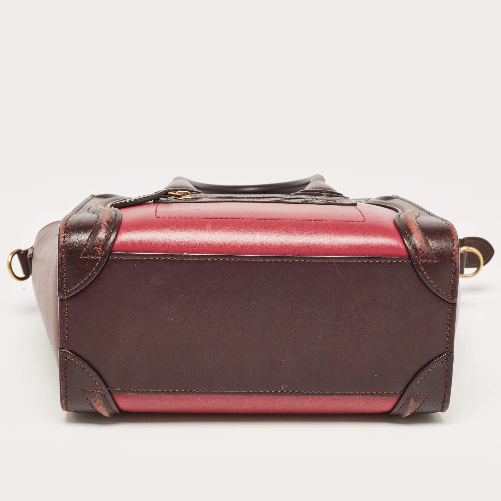 Celine Tri Color Leather Nano Luggage Tote en vente 7
