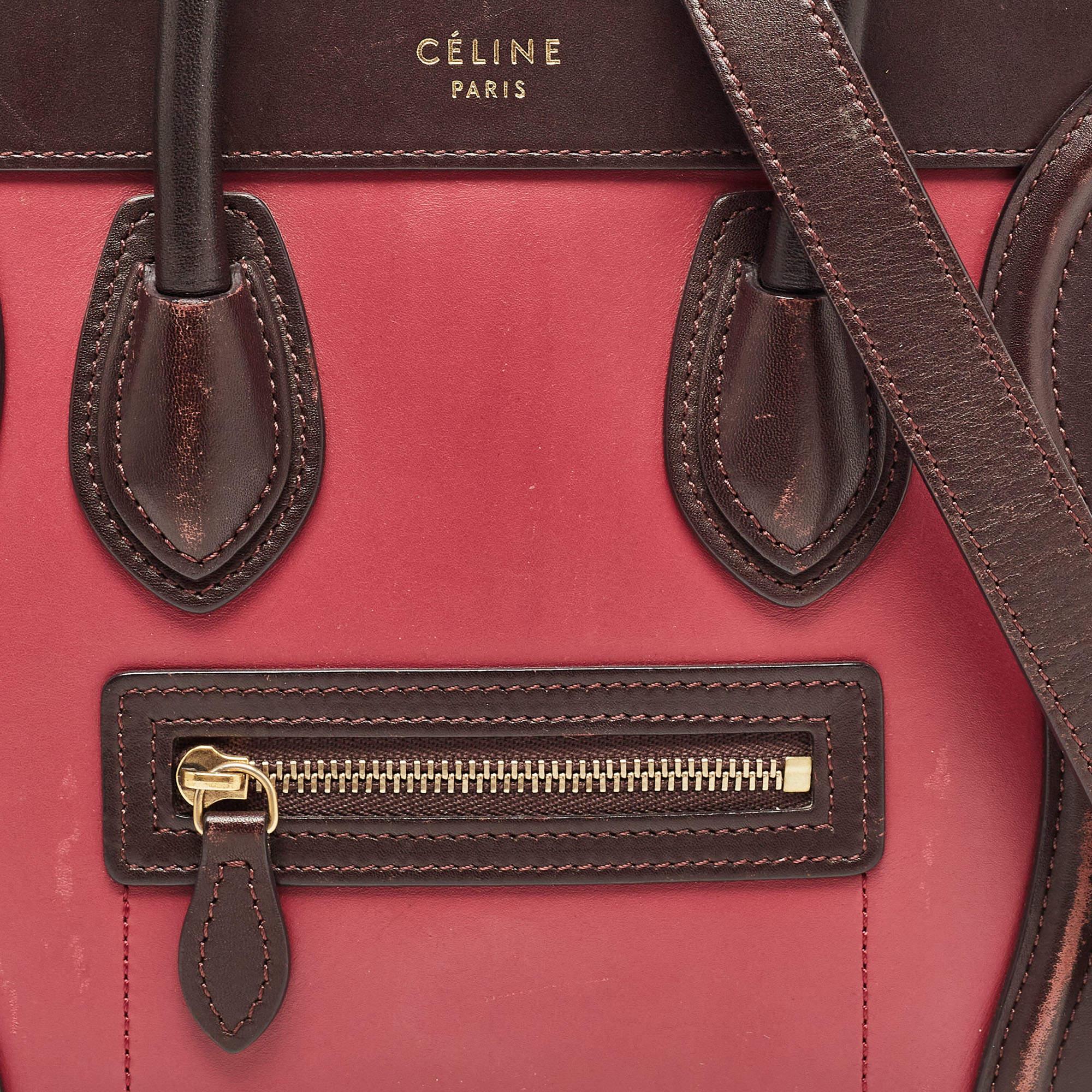 Celine Tri Color Leather Nano Luggage Tote en vente 8
