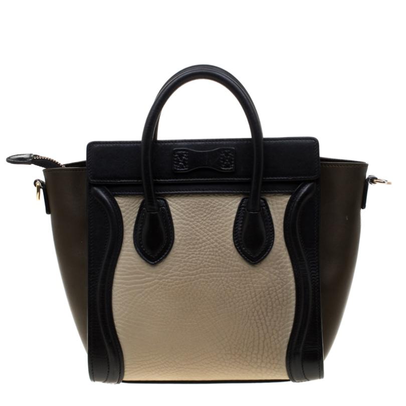 This stunning Nano Luggage tote from Celine is intricately designed with sheer perfection. Crafted from tri-colour leather, the tote features signature flappy wings, dual top handles, a front zip pocket and a removable shoulder strap. The top zip