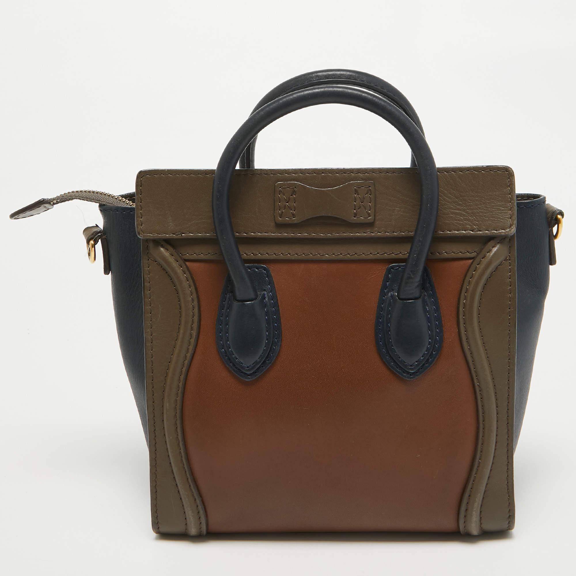 Celine Tri Color Leather Nano Luggage Tote In Good Condition In Dubai, Al Qouz 2