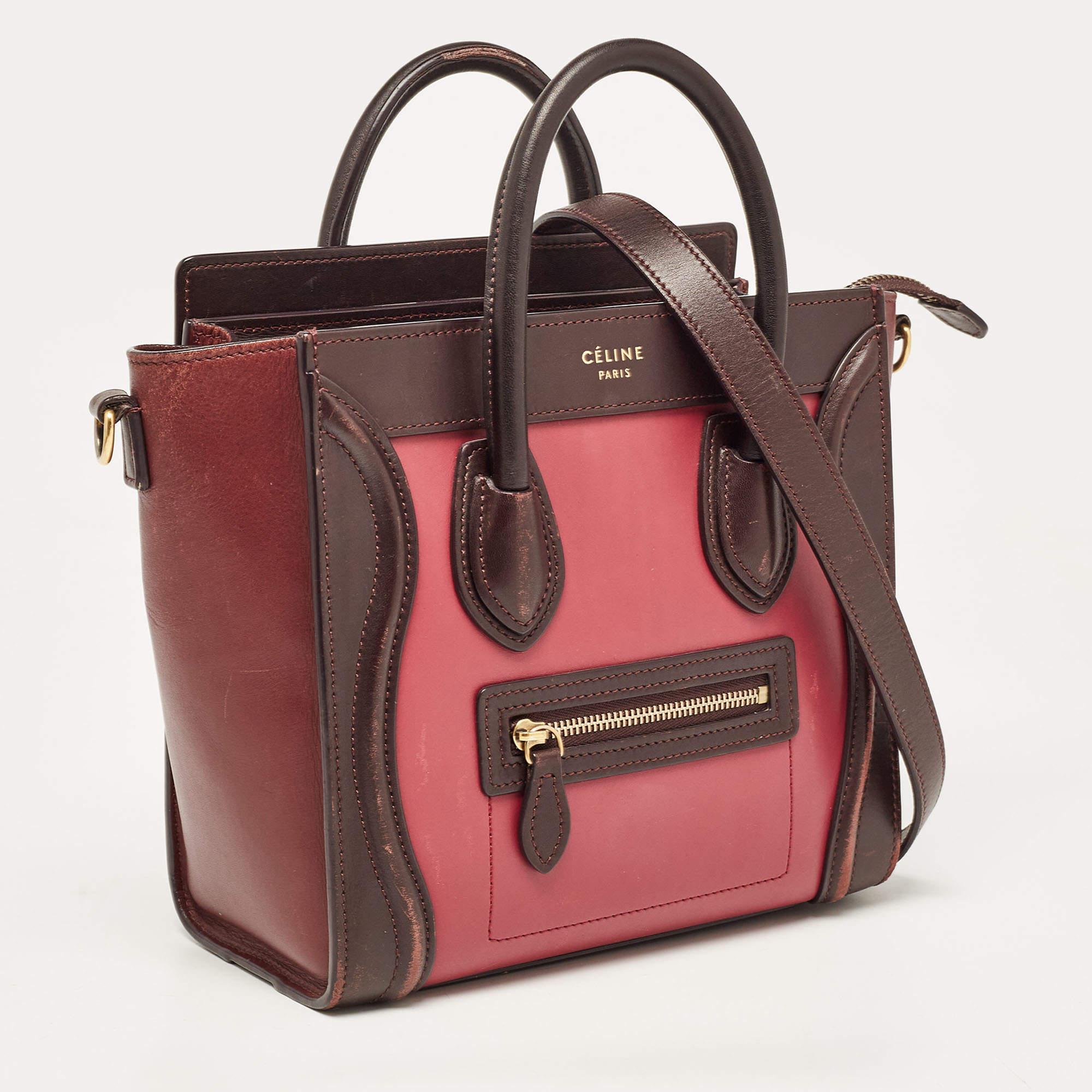 Celine Tri Color Leather Nano Luggage Tote Pour femmes en vente