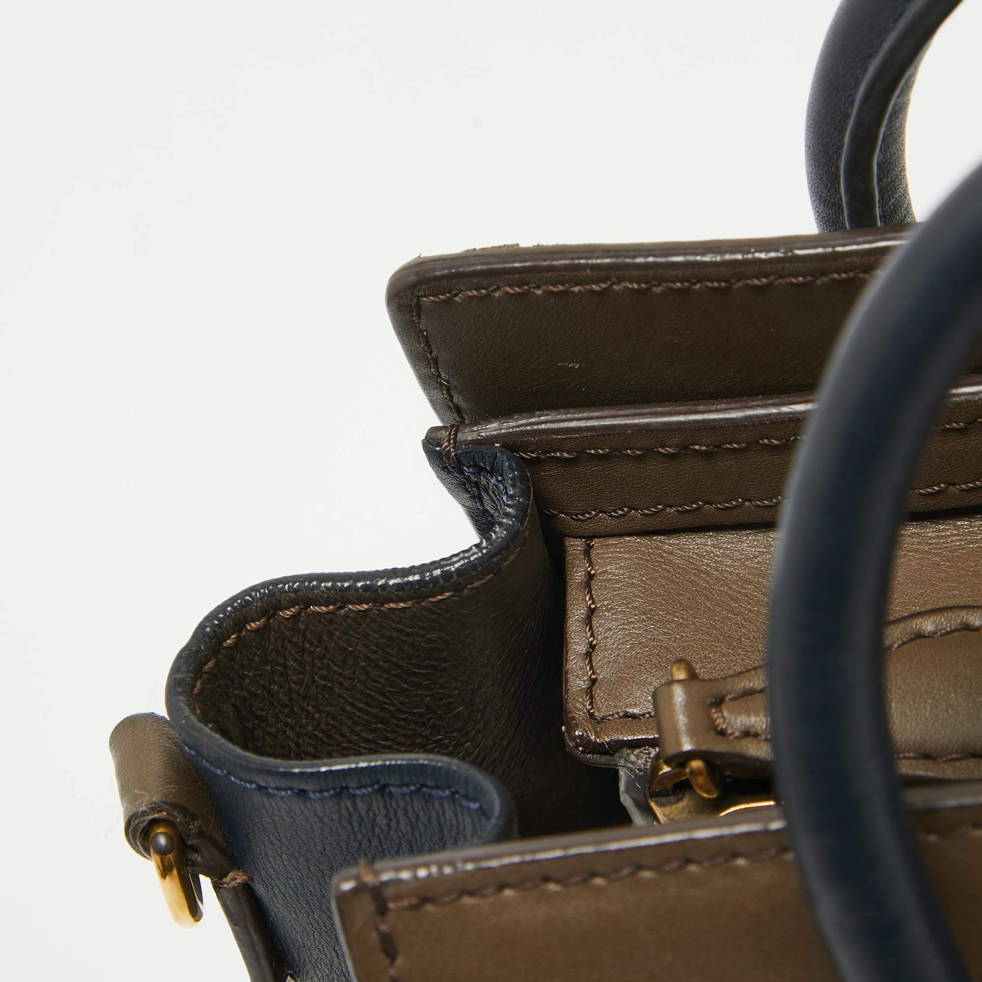 Women's Celine Tri Color Leather Nano Luggage Tote