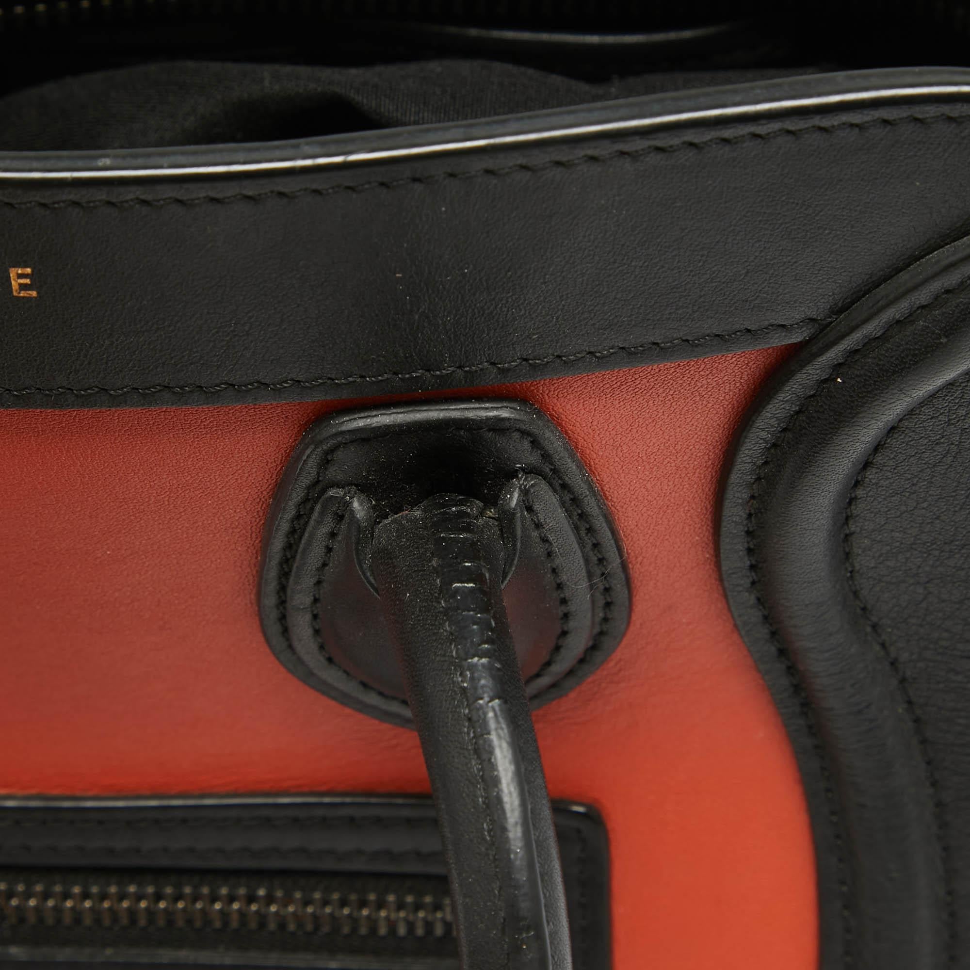 Women's Celine Tri Color Leather Nano Luggage Tote
