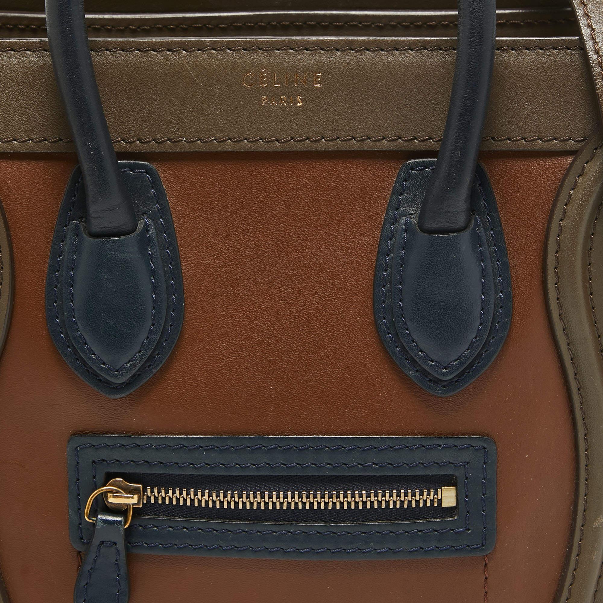 Celine Tri Color Leather Nano Luggage Tote 1