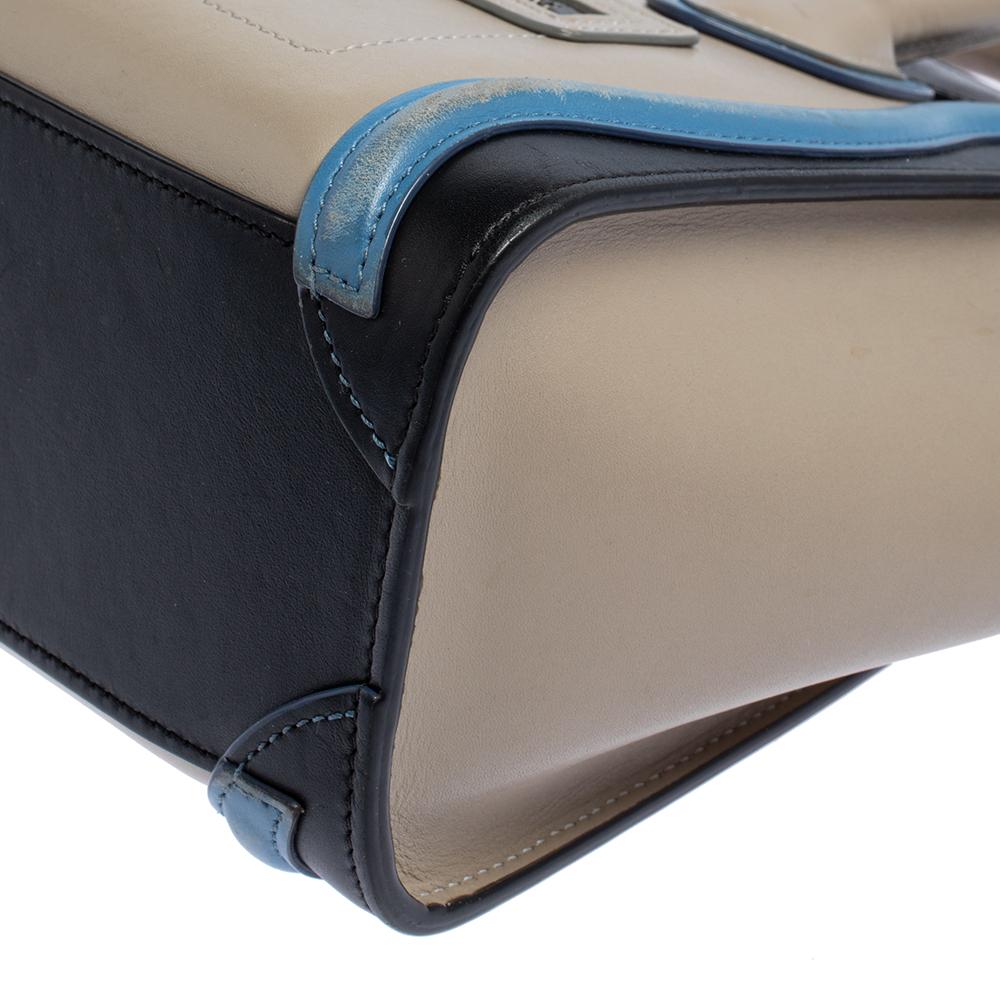 Gray Celine Tri Color Leather Nano Luggage Tote
