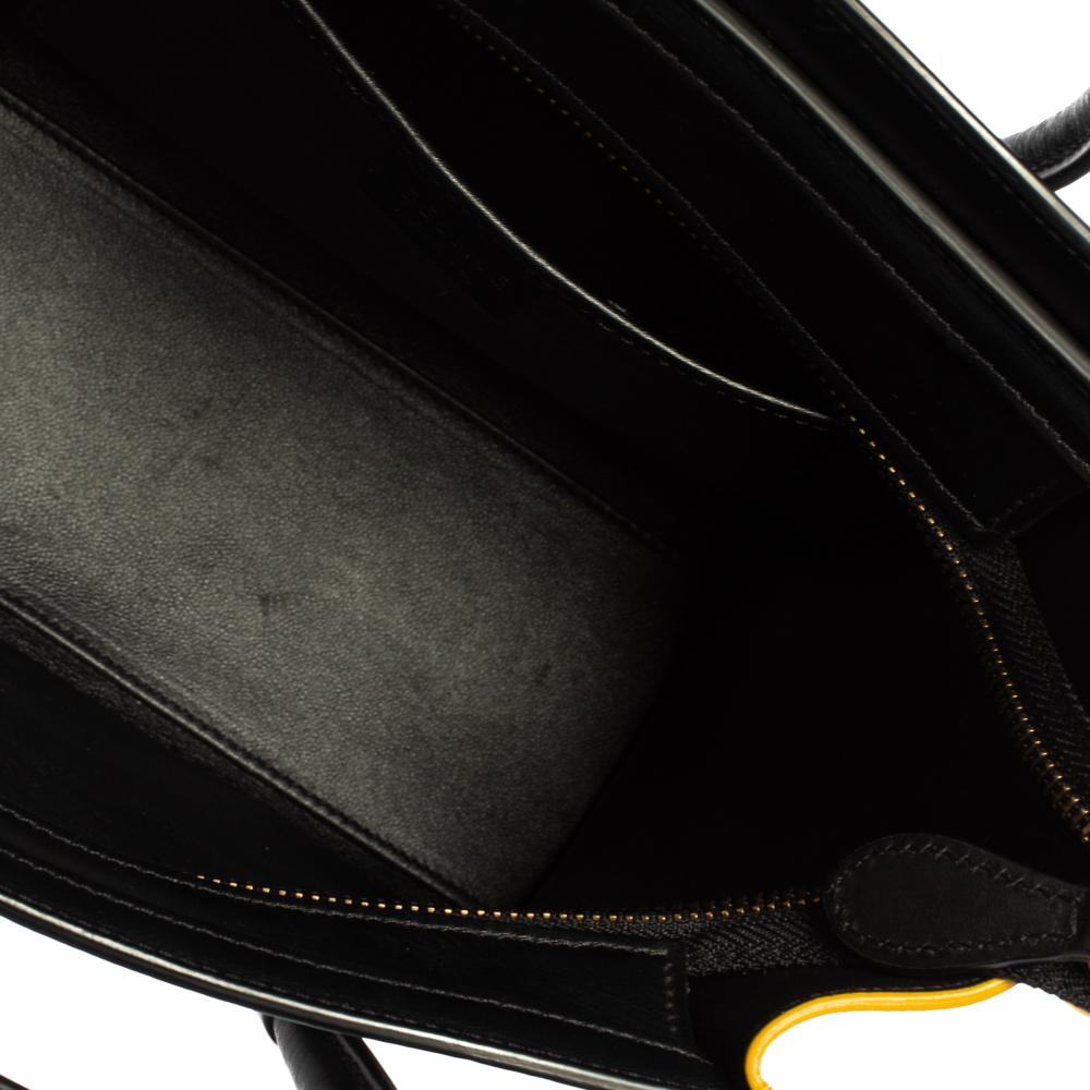 Black Céline Tri Color Leather Nano Luggage Tote