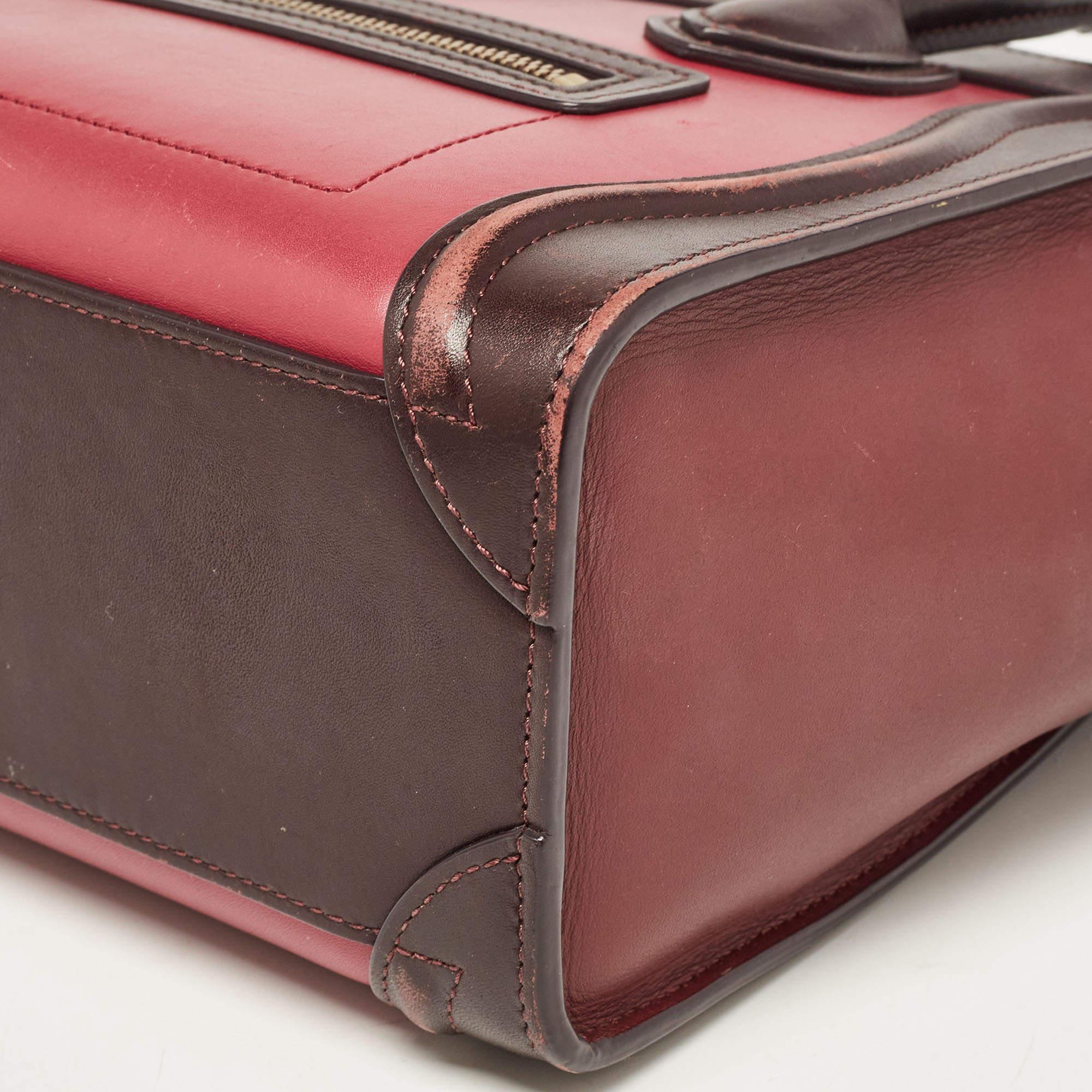 Celine Tri Color Leather Nano Luggage Tote en vente 5