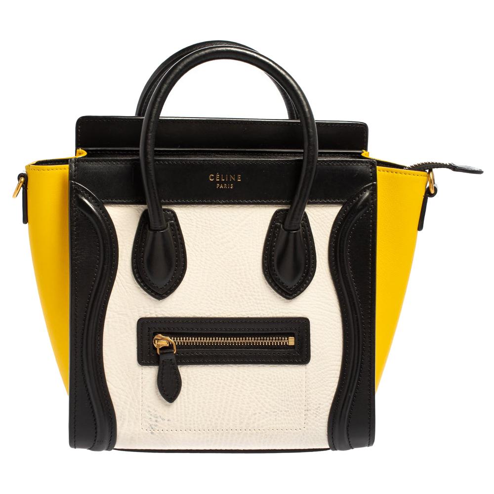 Céline Tri Color Leather Nano Luggage Tote