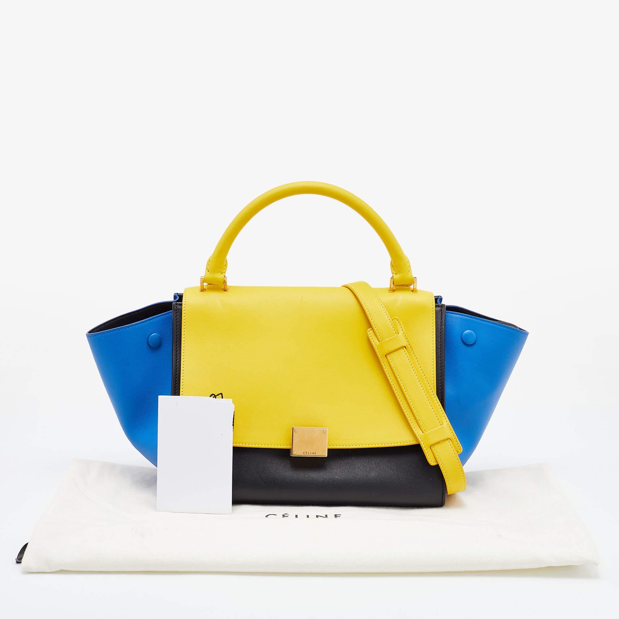 Celine Tri Color Leather Small Trapeze Bag 2