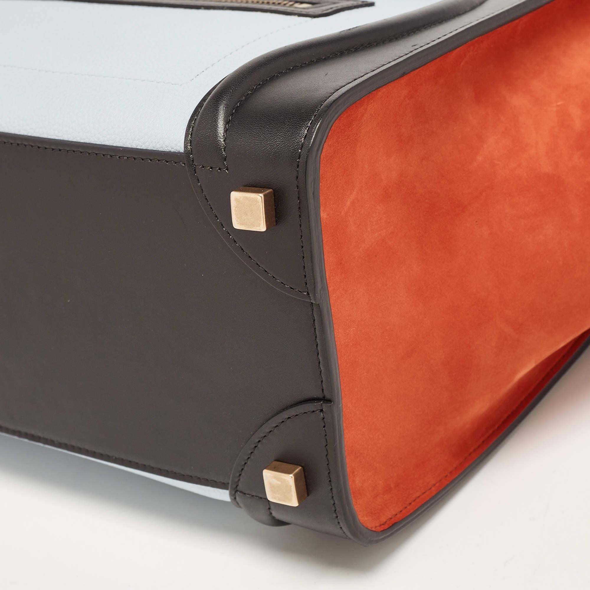 Celine Tri Color Nubuck and Leather Micro Luggage Tote 9