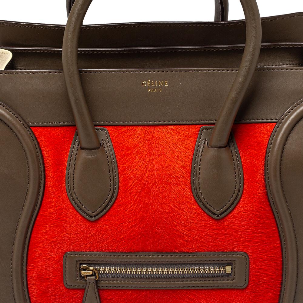 Celine Tri Color Pony Hair and Leather Mini Luggage Tote 3