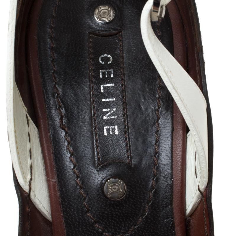 Black Celine Tri Color Tassel Leather Slingback Sandals Size 37.5