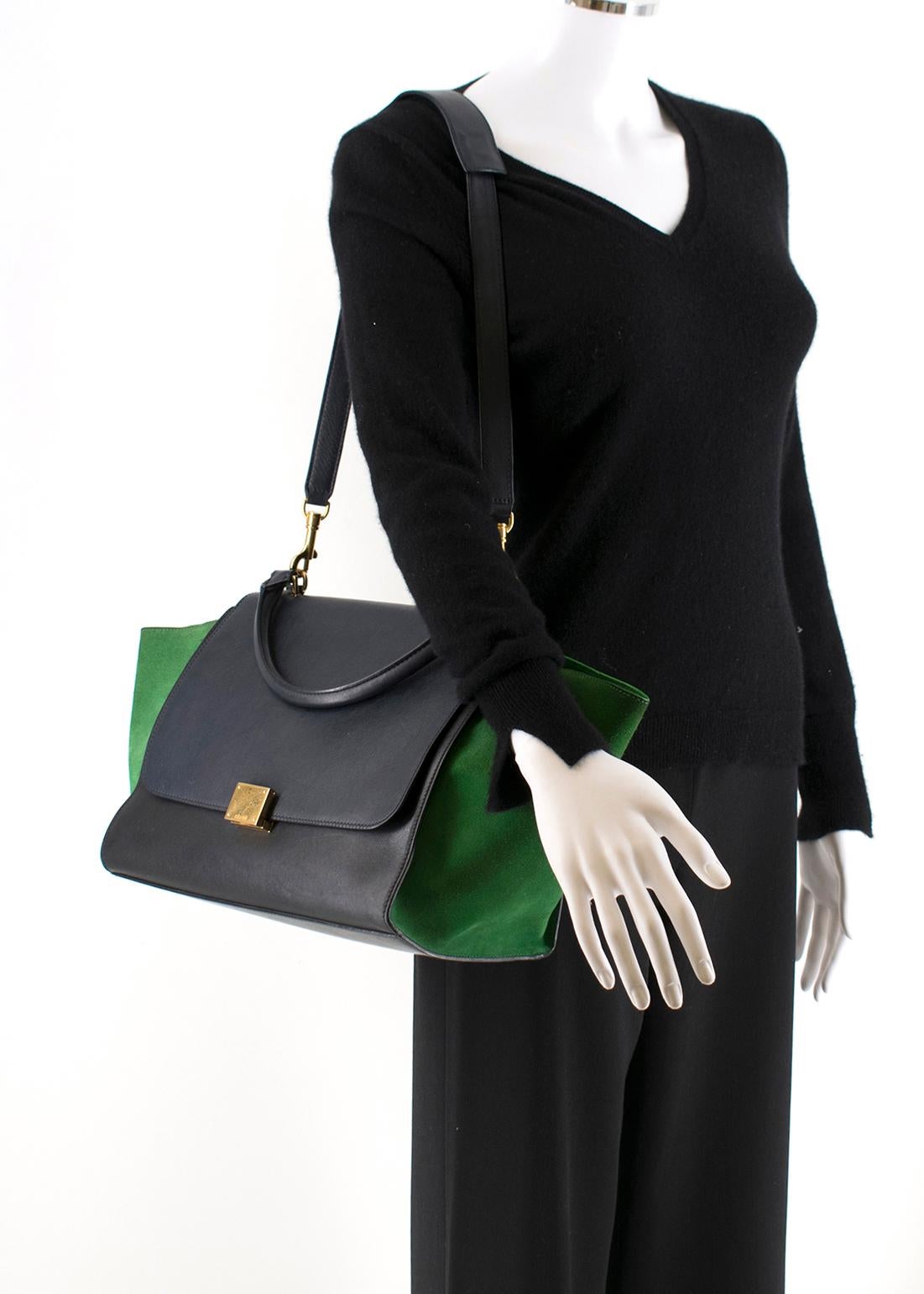 Women's or Men's Celine Tri-Colour Suede & Leather Trapeze Bag For Sale