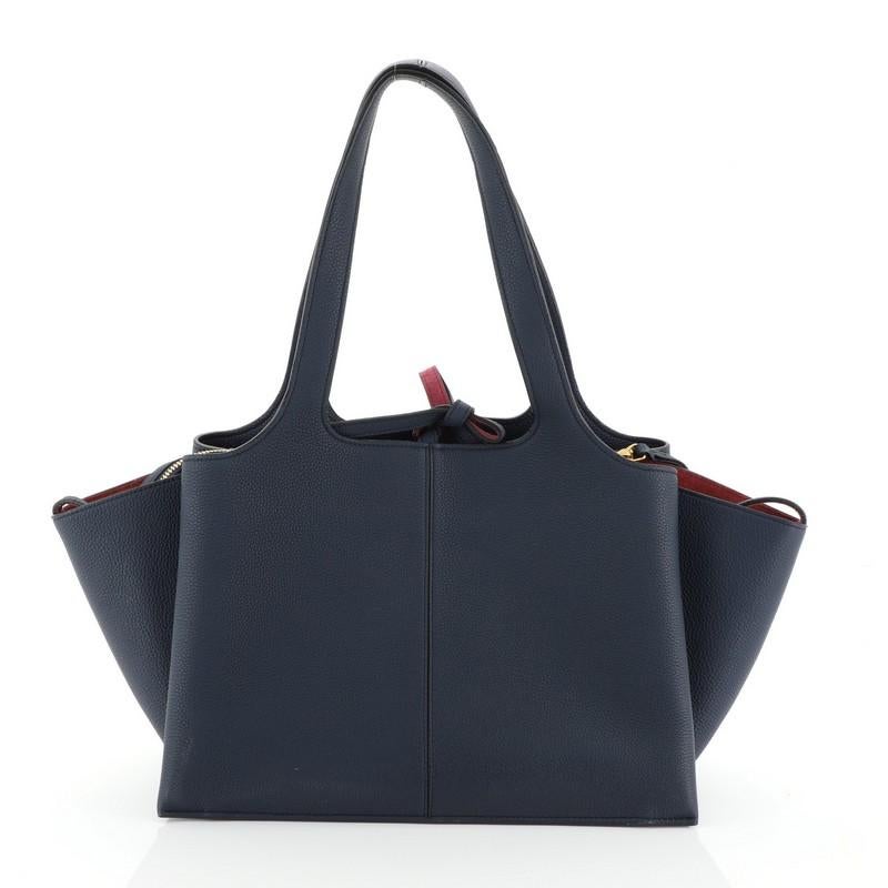Black Celine Tri-Fold Shoulder Bag Grained Calfskin Small