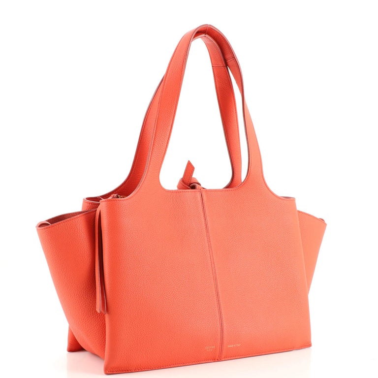 Celine TriFold Shoulder Bag Grained Calfskin Small For Sale at 1stDibs