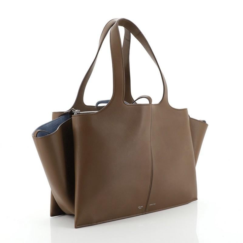 Brown Celine Tri-Fold Shoulder Bag Smooth Calfskin Medium