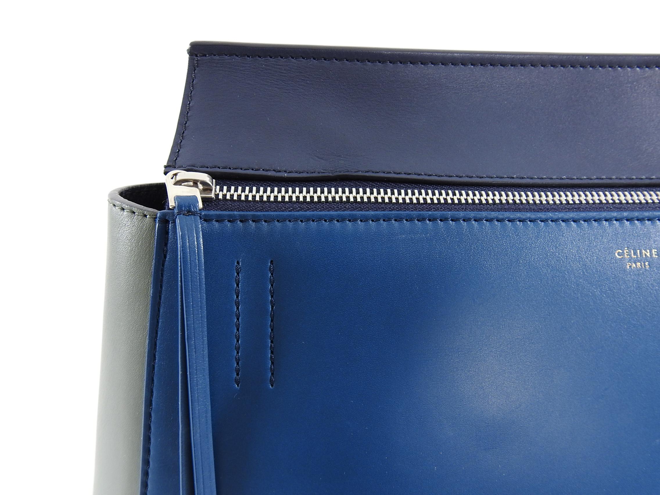 Celine Tricolor Blue Black Grey Small Edge Bag For Sale 2