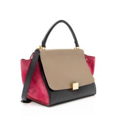 Celine Tricolor Calfskin Suede Medium Trapeze Bag
