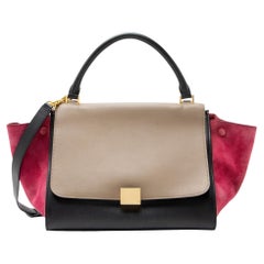 Celine Tricolor Calfskin Suede Medium Trapeze Bag