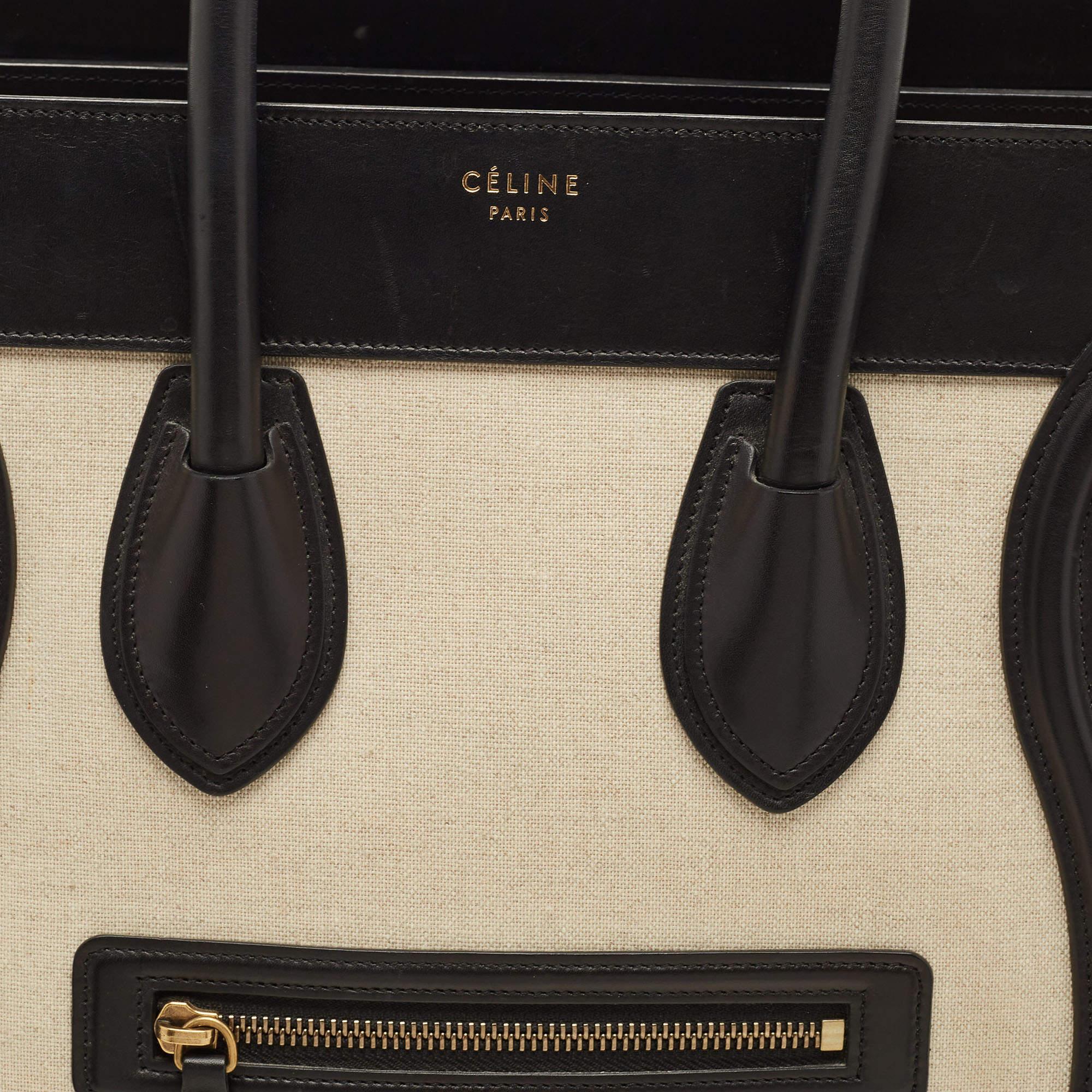 Celine Tricolor Canvas and Leather Mini Luggage Tote 7