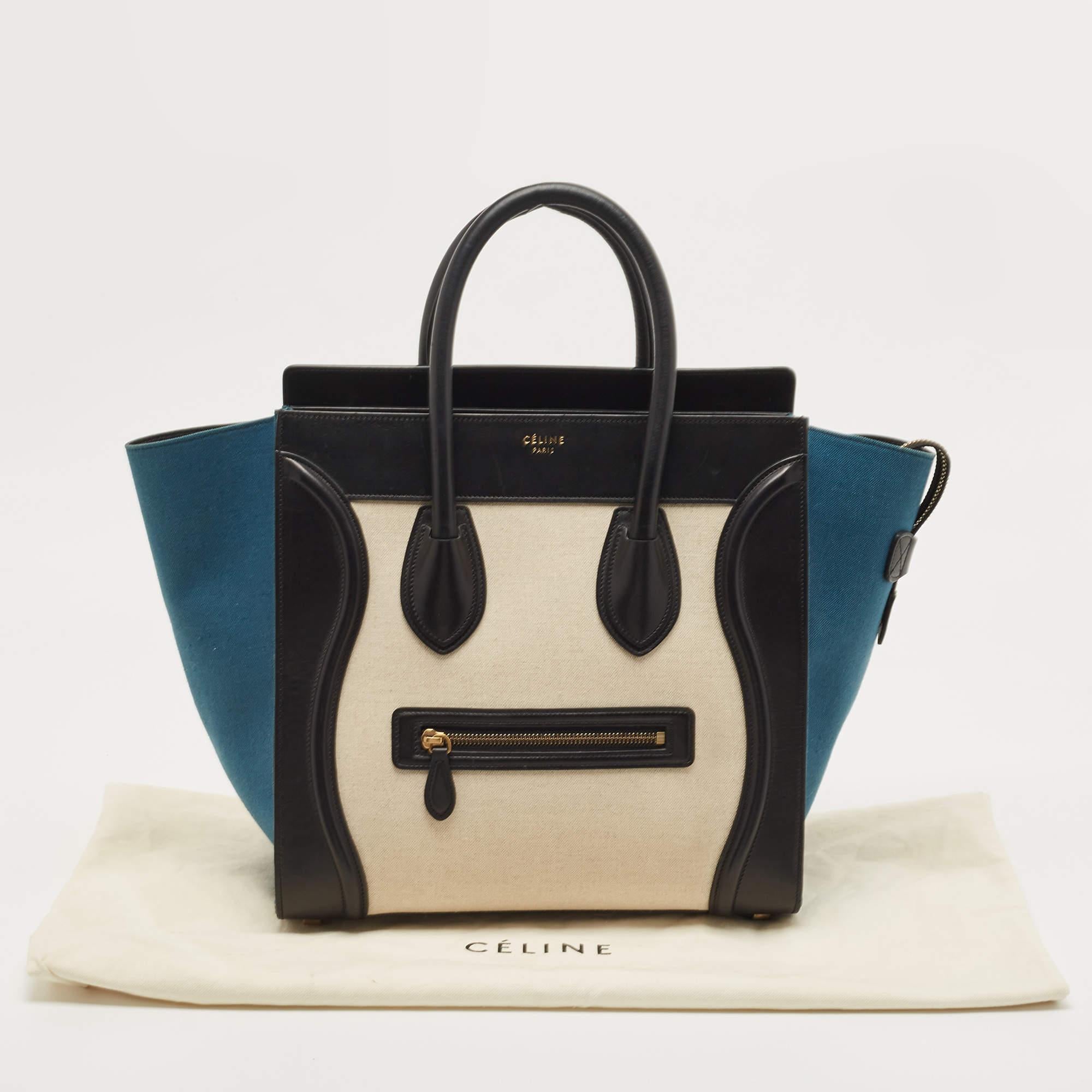 Celine Tricolor Canvas and Leather Mini Luggage Tote 13