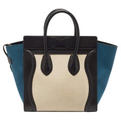 Celine Tricolor Canvas and Leather Mini Luggage Tote