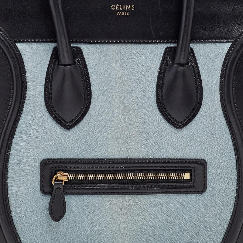 Celine Tricolor Leather And Calf Hair Mini Luggage Tote 1
