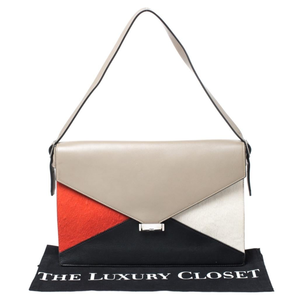 Celine Tricolor Leather and Calfhair Medium Diamond Shoulder Bag 6