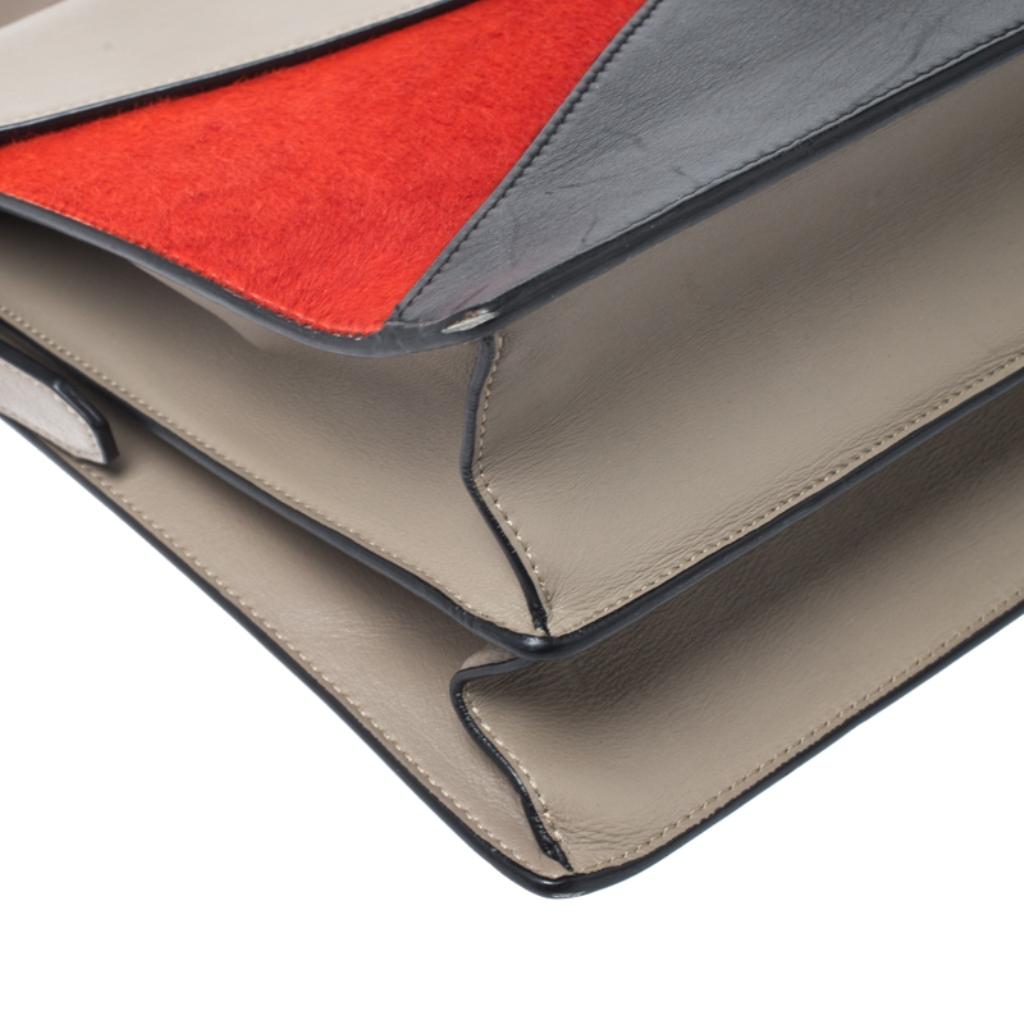 Celine Tricolor Leather and Calfhair Medium Diamond Shoulder Bag 3
