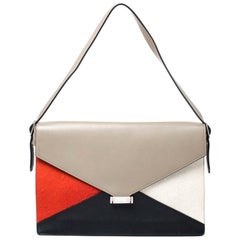 Celine Tricolor Leather and Calfhair Medium Diamond Shoulder Bag