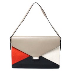 Celine Tricolor Leather and Calfhair Medium Diamond Shoulder Bag