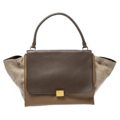 Celine Tricolor Leather and Canvas Large Trapeze Top Handle Bag