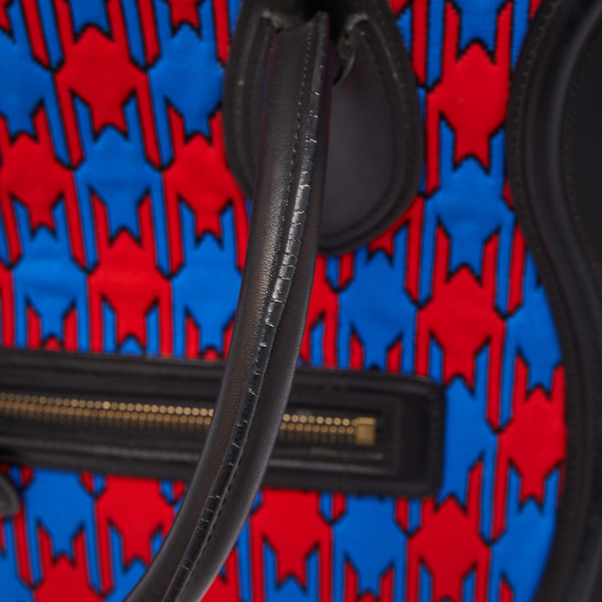 Celine Tricolor Leather and Jacquard Fabric Mini Luggage Tote 6