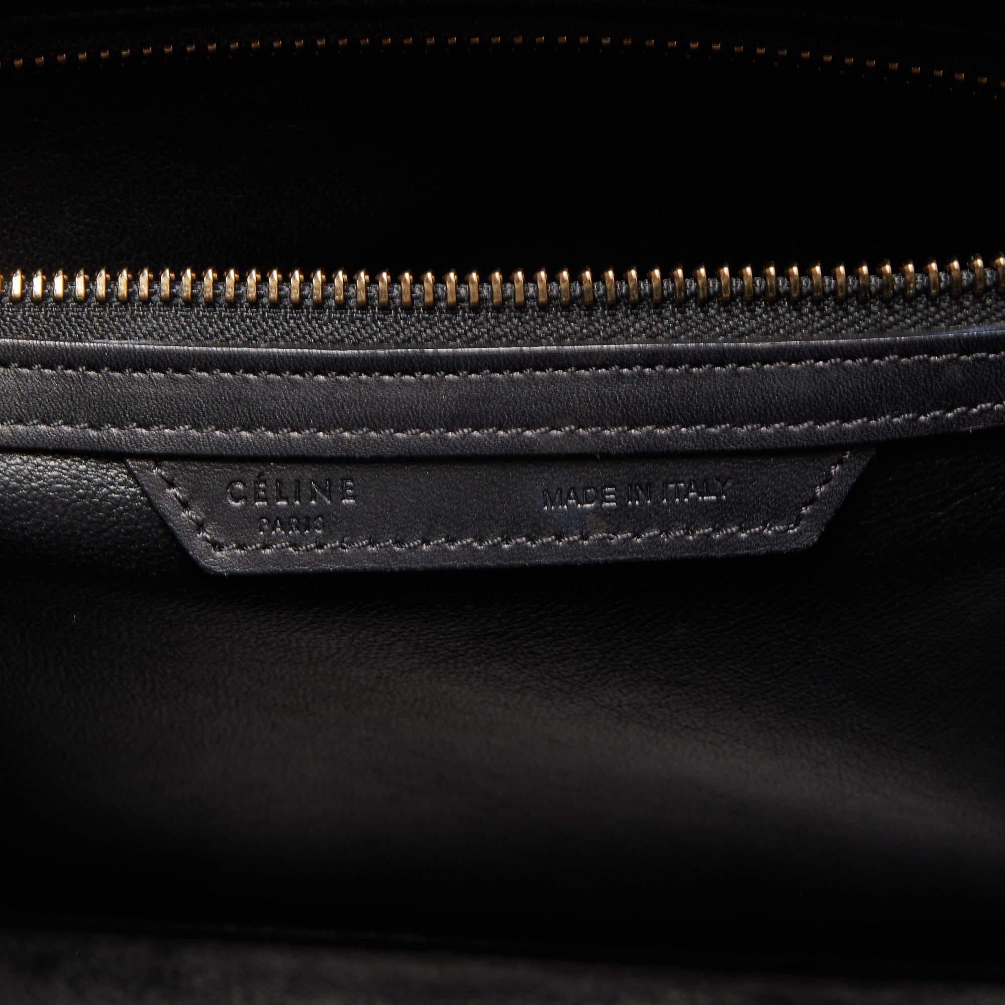 Celine Tricolor Leather and Jacquard Fabric Mini Luggage Tote 2