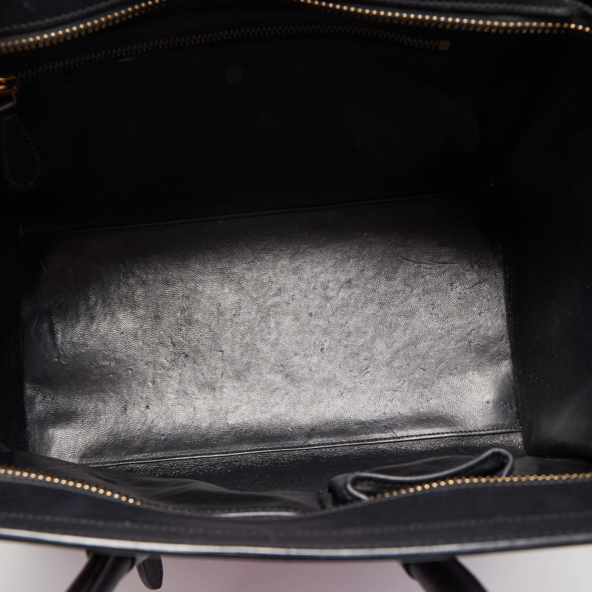Celine Tricolor Leather and Jacquard Fabric Mini Luggage Tote 4