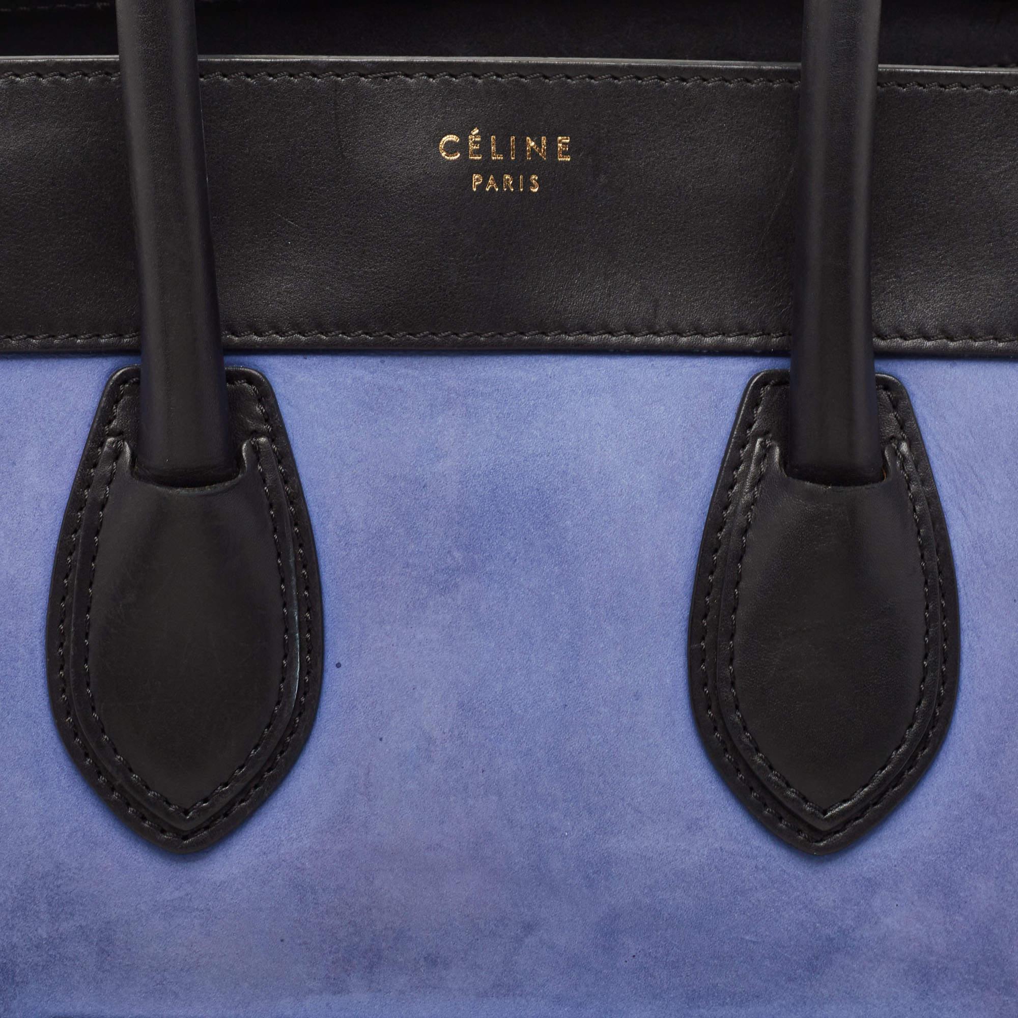 Mini-Gepäcktasche von Celine aus dreifarbigem Leder und Nubuck im Angebot 4