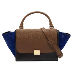 Celine Tricolor Leather and Nubuck Small Trapeze Bag