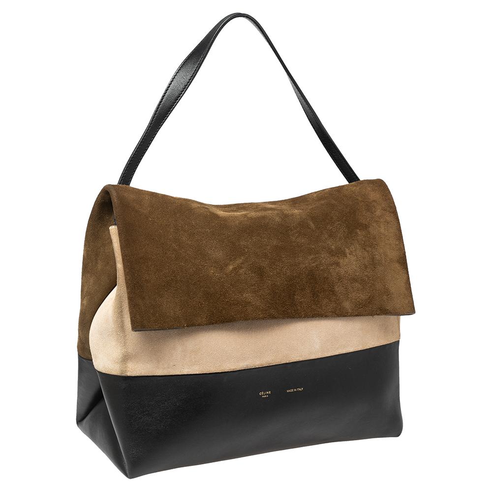 Celine Tricolor Leather And Suede All Soft Shoulder Bag and Pouch 4